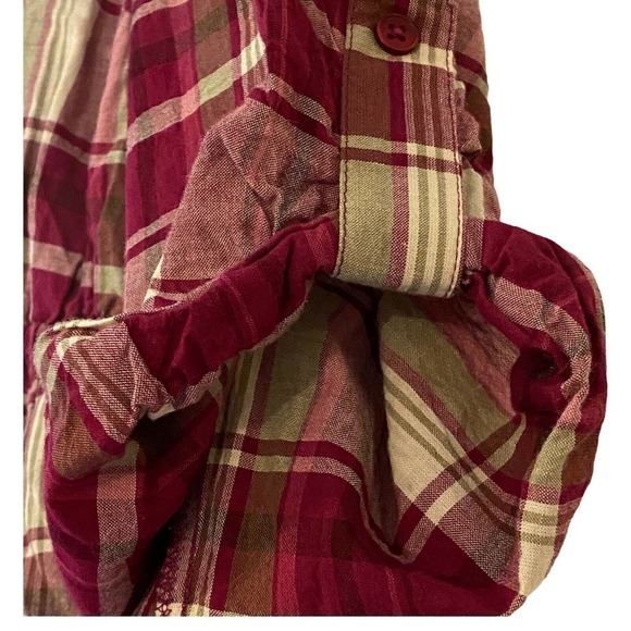Oh Baby Maternity Size Large Red/Tan Plaid Button-up Shirt Tunic By Motherhood - Picture 8 of 12